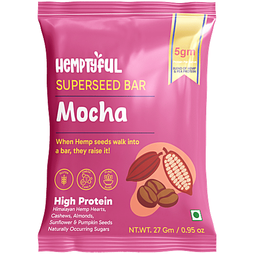 Hemptyful Mocha Superseed Bar, 27 g  High Protein, Omega 3 & 6