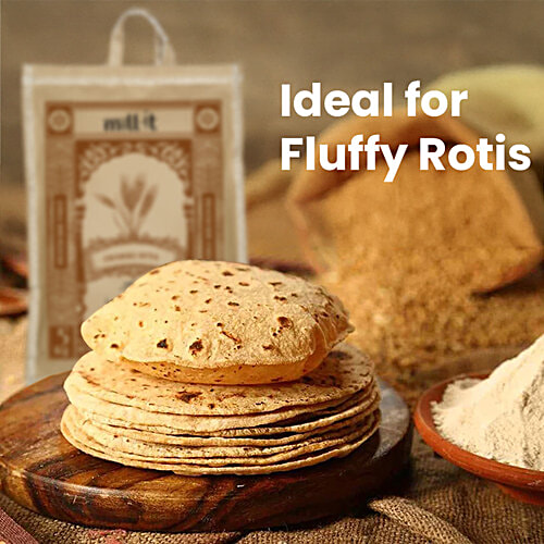 Mill-it Fresh Sharbati Chakki Atta, 5 kg Rich in Fibre, Stone Cold Grinding, Source of Protein, Boosts Energy Level, Digestive Health