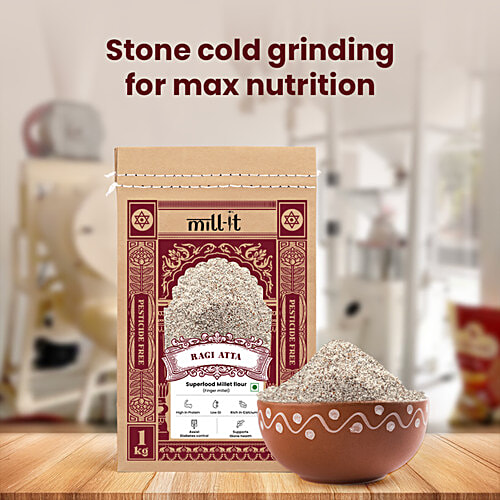 Mill-it Superfood Finger Millet Flour/Ragi Atta, 1 kg High in Protein, Low GI, Rich in Calcium, Assist Diabetes Control, Supports Bone Health