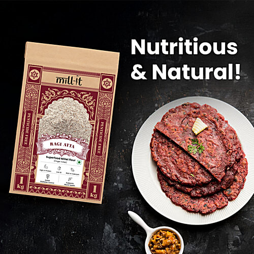 Mill-it Superfood Finger Millet Flour/Ragi Atta, 1 kg High in Protein, Low GI, Rich in Calcium, Assist Diabetes Control, Supports Bone Health
