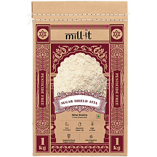 Mill-it Fresh Chakki Sugar Shield Atta - Nine Grains, 1 kg Rich in Protein, GI Less Than 50, High in Fibre, Supports Blood Sugar Control, Aids Digestive Health
