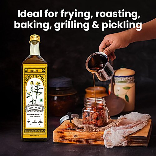 Mill-it Cold Pressed Black Mustard Oil, 1 L Omega Rich, High Antioxidants, Packed with Vitamin E, Heart Friendly, Supports Digestion