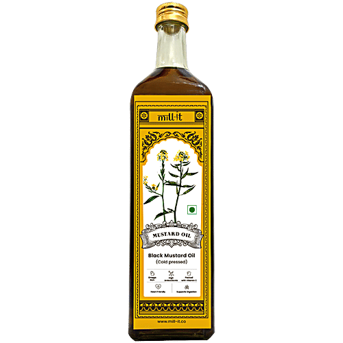 Mill-it Cold Pressed Black Mustard Oil, 1 L Omega Rich, High Antioxidants, Packed with Vitamin E, Heart Friendly, Supports Digestion