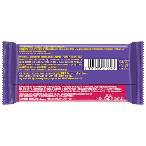 Sunfeast Fantastik Roast Almond Chocolate Bar, 34 g  