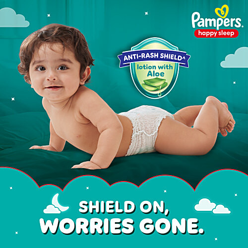 Pampers Happy Sleep Pant Style Baby Diapers - XL, 12-17 Kg, 34 pcs 1 Diaper For 1 Night Sleep, with Anti Rash Shield, Up to 12 hours Absorption, Safe for Babies