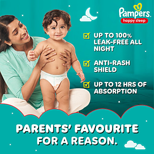 Pampers Happy Sleep Pant Style Baby Diapers - XL, 12-17 Kg, 34 pcs 1 Diaper For 1 Night Sleep, with Anti Rash Shield, Up to 12 hours Absorption, Safe for Babies