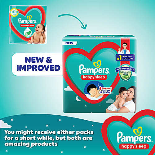 Pampers Happy Sleep Pant Style Baby Diapers - XL, 12-17 Kg, 34 pcs 1 Diaper For 1 Night Sleep, with Anti Rash Shield, Up to 12 hours Absorption, Safe for Babies