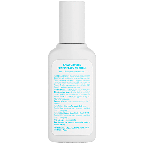 Mother Sparsh Natural Vapour Complete Cold Relief Roll On - Suitable For 3+ Months, 15 ml With Thymol Crystal, Eucalyptus Oil & Peppermint Oil