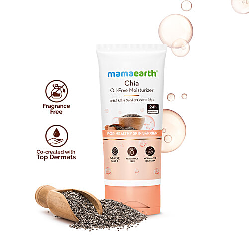 Mamaearth Chia Oil-Free Moisturizer, 80 g  With Chia Seed & Ceramides, Fragrance Free, Normal to Oily Skin, 24h Hydration
