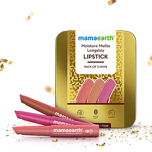 Mamaearth Moisture Matte Longstay Lipstick - Minis, Nude Perfection, 2.1 g (3 Units x 0.7 g each)