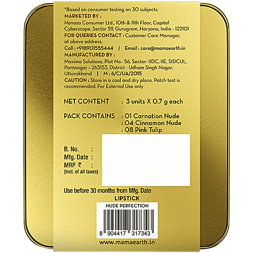 Mamaearth Moisture Matte Longstay Lipstick - Minis, Nude Perfection, 2.1 g (3 Units x 0.7 g each)