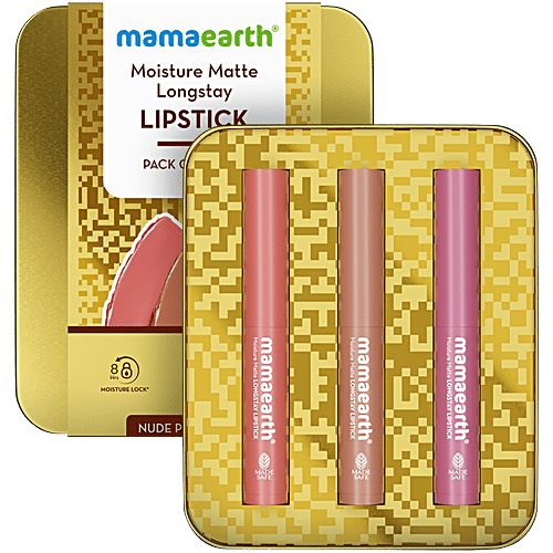 Mamaearth Moisture Matte Longstay Lipstick - Minis, Nude Perfection, 2.1 g (3 Units x 0.7 g each)