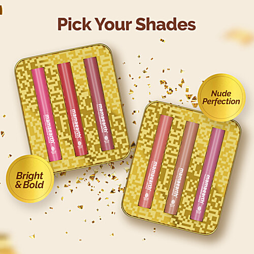 Mamaearth Moisture Matte Longstay Lipstick - Minis, Nude Perfection, 2.1 g (3 Units x 0.7 g each)