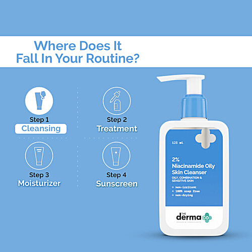 The Derma Co 2% Niacinamide Oily Skin Cleanser, 125 ml  Non-Irritant, 100% Soap Free, Non-Drying