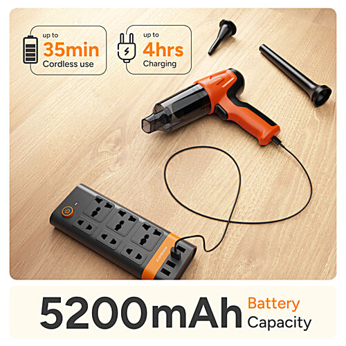 Ambrane 12kPA 80W Wireless Hand Vacuum & Air Blower - MiniVac 02, Orange & Black, 1 Unit  Powerful Suction, With BLDC Motor, HEPA Filter