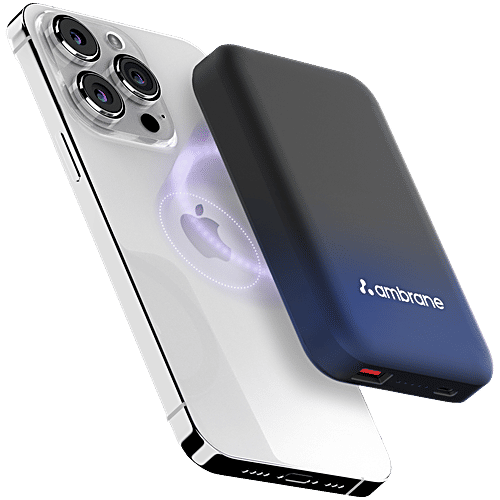 Ambrane 10000 mAh MagSafe Wireless Fast Charging Power Bank - Aerosync Snap, Blue, 1 Unit  