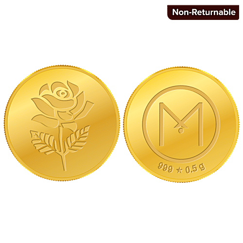 Malabar Gold and Diamonds 24 karat Gold Coin With Flower Motif, 0.5 g