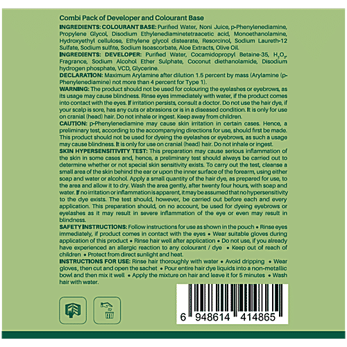 BSY Noni Hair Colour Shampoo - Black, 144 ml (12 x 12 ml Sachets) 