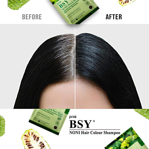 BSY Noni Hair Colour Shampoo - Black, 144 ml (12 x 12 ml Sachets) 