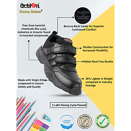 Action School Energy EVA Ultra Lightweight School Shoes For Boys & Girls - Black, 1 Pair (UK/IND-1) 