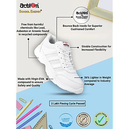 Action School Energy EVA Ultralightweight School Shoes For Boys & Girls - White, 1 Pair (UK/IND 5) 