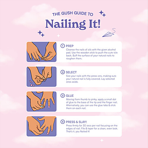 Gush Beauty  Nailed It Fine French Medium Almond Reusable Luxury Press On Nails With Application Kit, 1 pc  