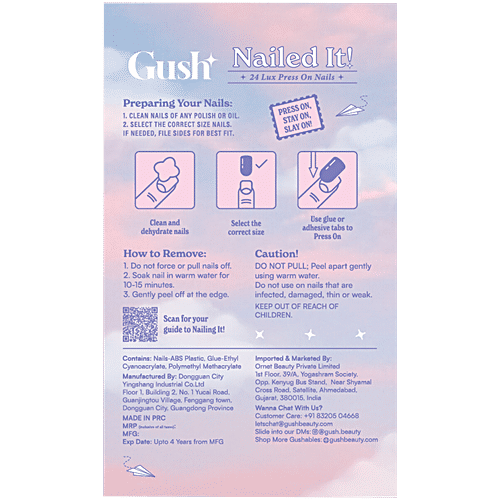 Gush Beauty  Nailed It Siren Super Short Square Reusable Luxury Press On Nails With Application Kit, 1 pc  