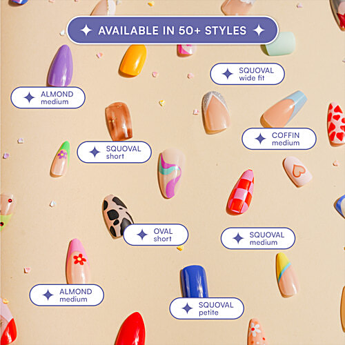 Gush Beauty  Nailed It Siren Super Short Square Reusable Luxury Press On Nails With Application Kit, 1 pc  