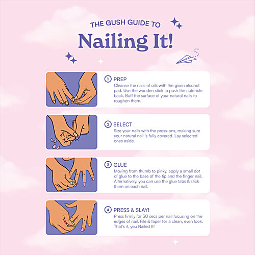 Gush Beauty  Nailed It Siren Super Short Square Reusable Luxury Press On Nails With Application Kit, 1 pc  