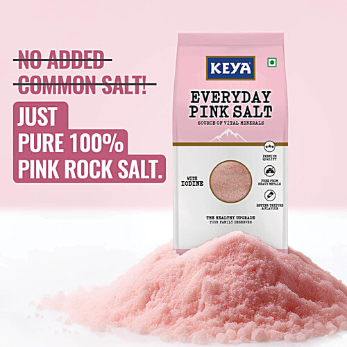 Keya Everyday Pink Salt, 1 Kg  With Iodine, Premium Quality, Free From Heavy Metals, Better Texture & Flavour