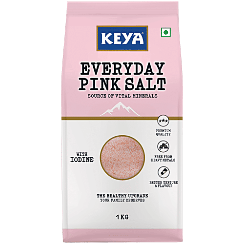 Keya Everyday Pink Salt, 1 Kg  With Iodine, Premium Quality, Free From Heavy Metals, Better Texture & Flavour