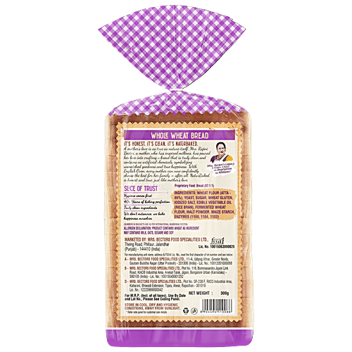 Naturbaked Whole Wheat Bread, 300 g  Zero Maida, No Palm Oil, No Added Colours, No Artificial Colour