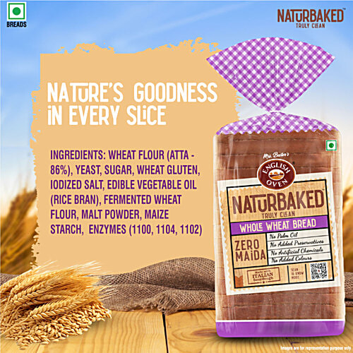 Naturbaked Whole Wheat Bread, 300 g  Zero Maida, No Palm Oil, No Added Colours, No Artificial Colour