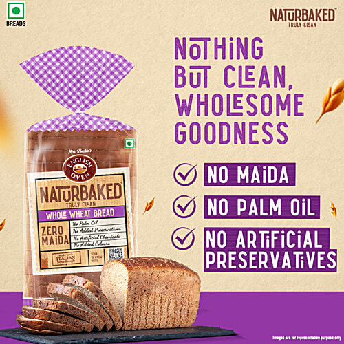 Naturbaked Whole Wheat Bread, 300 g  Zero Maida, No Palm Oil, No Added Colours, No Artificial Colour