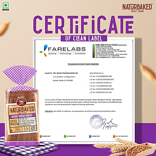 Naturbaked Whole Wheat Bread, 300 g  Zero Maida, No Palm Oil, No Added Colours, No Artificial Colour