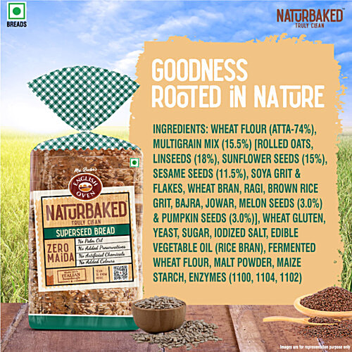 Naturbaked Superseed Bread, 300 g  Zero Maida, No Palm Oil, No Added Colours, No Artificial Colour