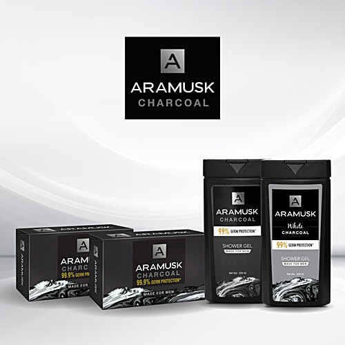 Aramusk Charcoal Shower Gel - For Men, 250 ml  99% Germ Protection, Deep Cleansing, Lasting Freshness, Nourishing & Fragrant