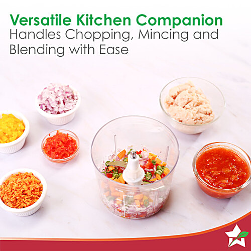 Wonderchef Nutri-Chop Pearl Electric Chopper - 4 Blades, 350 W, 700 ml  Chop and Mince Vegetables/Meat, Blends Dips, Low Noise, Light-weight, 2-Year Warranty