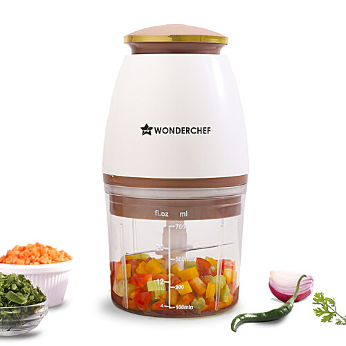 Wonderchef Nutri-Chop Pearl Electric Chopper - 4 Blades, 350 W, 700 ml  Chop and Mince Vegetables/Meat, Blends Dips, Low Noise, Light-weight, 2-Year Warranty