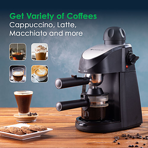 Wonderchef Regenta Espresso Coffee Maker - 5 Bar, 1 pc Steamer, Make Espressos/Cappuccinos & Lattes at Home, With Steamer, Metal Porta Filter, Temperature Dial, 2 Years Warranty