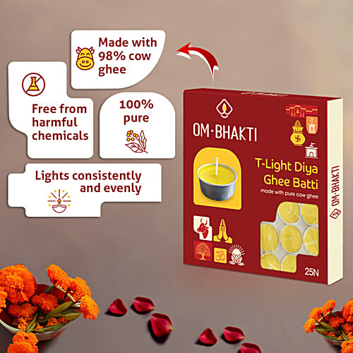 Om Bhakti T Light Diya Ghee Batti - Made With Real Cow Milk Ghee, 1 pc