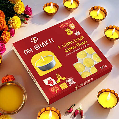 Om Bhakti T Light Diya Ghee Batti - Made With Real Cow Milk Ghee, 1 pc