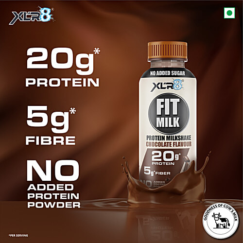 XLR8 FitMilk Chocolate Flavour Protein Milkshake, 250 ml  Ultra Filtered Milk, No Added Protein Powder, 20 g Protein