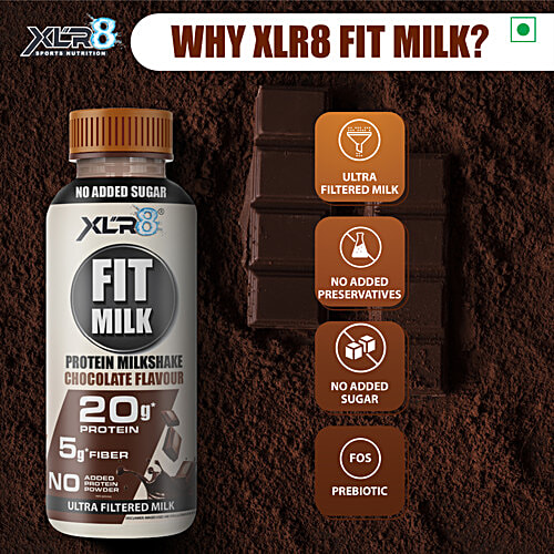 XLR8 FitMilk Chocolate Flavour Protein Milkshake, 250 ml  Ultra Filtered Milk, No Added Protein Powder, 20 g Protein
