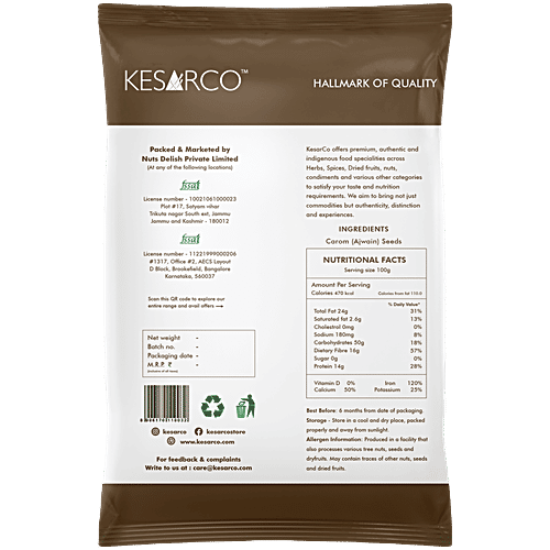 KesarCo Ajwain/Carom Seeds, 100 g Natural, No Added Preservatives