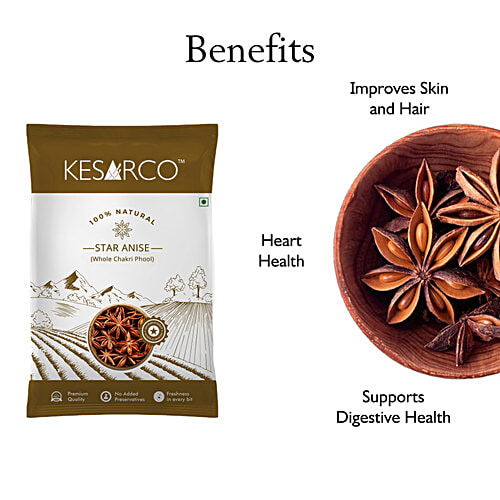 KesarCo Star Anise/Whole Chakri Phool, 20 g No Preservatives, Natural