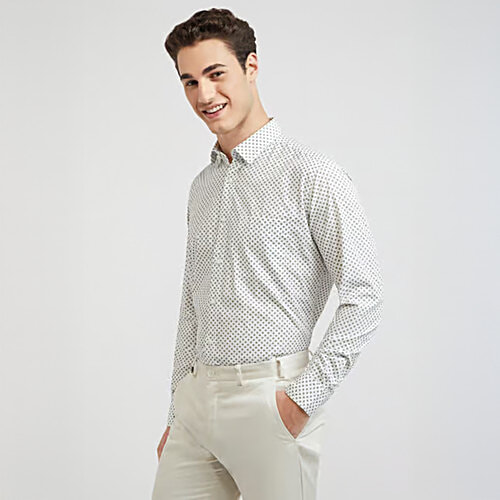 Raymond Green & White Slim Fit Printed Shirt, 1 pc (Size - 40) 