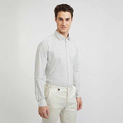 Raymond Green & White Slim Fit Printed Shirt, 1 pc (Size - 40) 