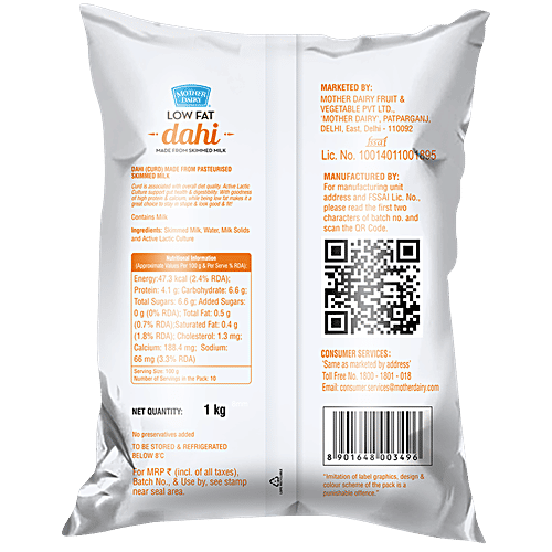 Mother Dairy Low Fat Curd, 1 kg