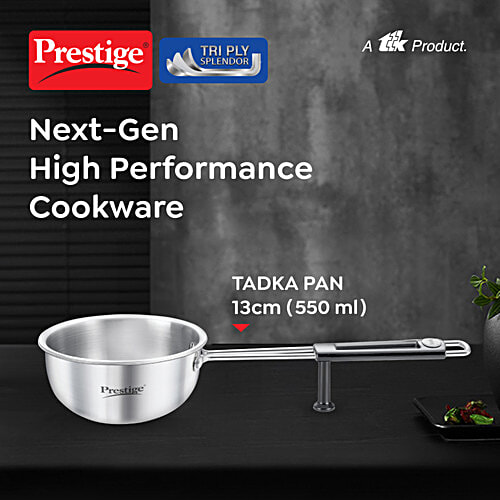 Prestige Tri-Ply Stainless Steel Splendour Tadka Pan 13 cm, 550 ml  